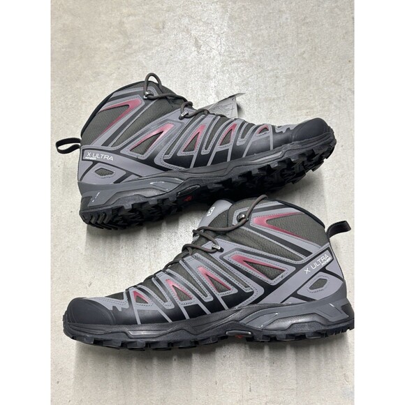 Salomon X Ultra Pioneer Mid CSWP 416710 Hiking Shoes Black/Grey/Red Mens Size 14 main image 6